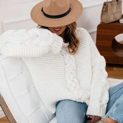 Pull en grosse maille pour femmes avec motif en torsades et coupe décontractée Chic und Stil
