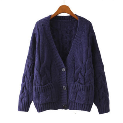 Dames Gros Tricot Cardigan avec motif en Relief décoratif et poches pratiques Chic und Stil