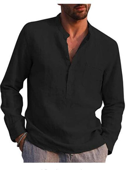 Chemise en lin pour hommes avec coupe mi-longue et poche poitrine pratique Chic und Stil