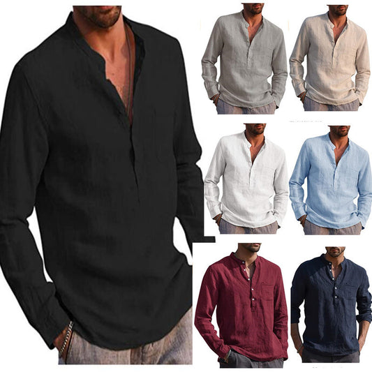 Chemise en lin pour hommes avec coupe mi-longue et poche poitrine pratique Chic und Stil