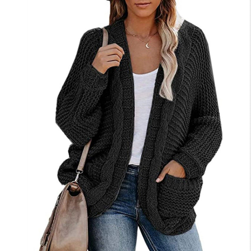 Dames Cardigan en gros tricot avec poches pratiques et coupe décontractée Chic und Stil