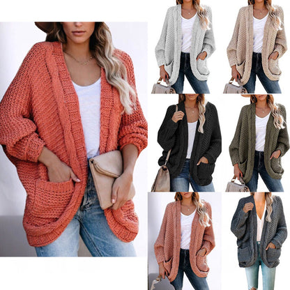 Cardigan en grosse maille pour femmes avec une silhouette décontractée et de grandes poches Chic und Stil