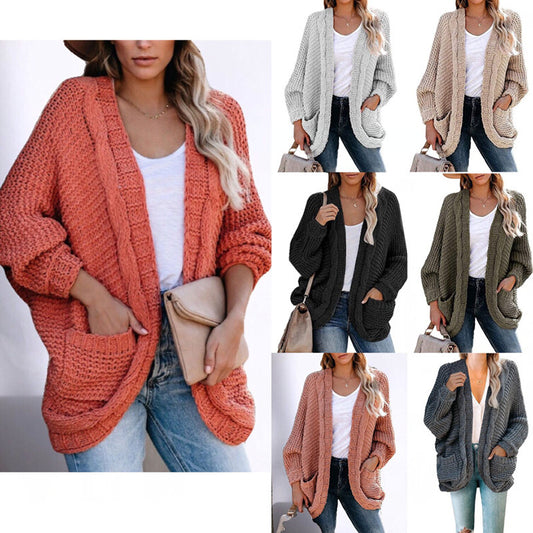 Cardigan en grosse maille pour femmes avec une silhouette décontractée et de grandes poches Chic und Stil