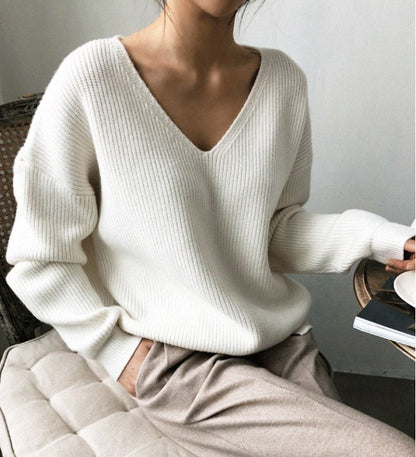 Pull-over en tricot pour femmes avec décolleté en V profond et coupe aérienne Chic und Stil