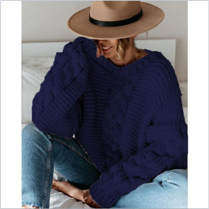 Pull en grosse maille pour femmes avec un élégant motif en torsades et une coupe ample Chic und Stil