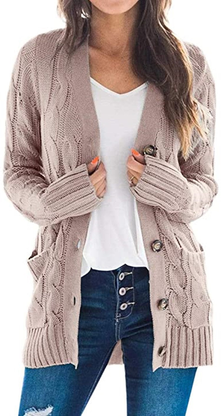 Cardigan en tricot ample pour femmes avec poches pratiques et détail de bouton Chic und Still