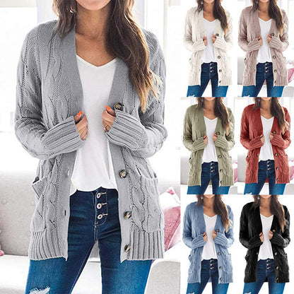 Cardigan en grosse maille pour femmes avec un motif de torsades élaboré et des poches pratiques Chic und Stil