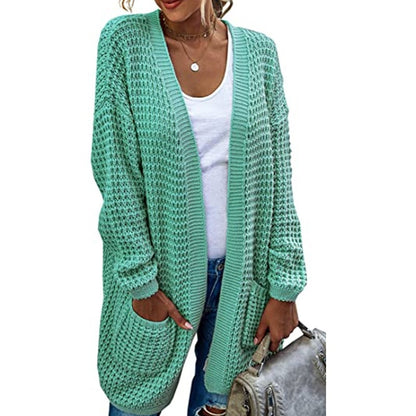 Dames gros tricot cardigan avec silhouette décontractée et poches ouvertes Chic und Stil