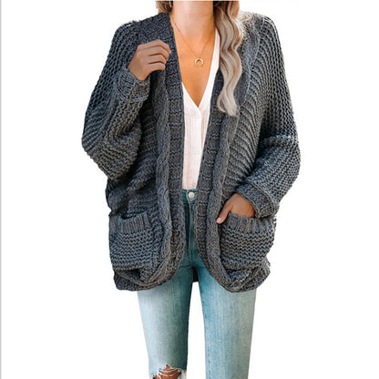 Dames Cardigan en gros tricot avec poches pratiques et coupe décontractée Chic und Stil