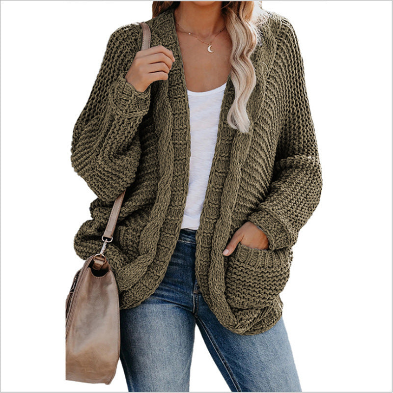 Dames Cardigan en gros tricot avec poches pratiques et coupe décontractée Chic und Stil