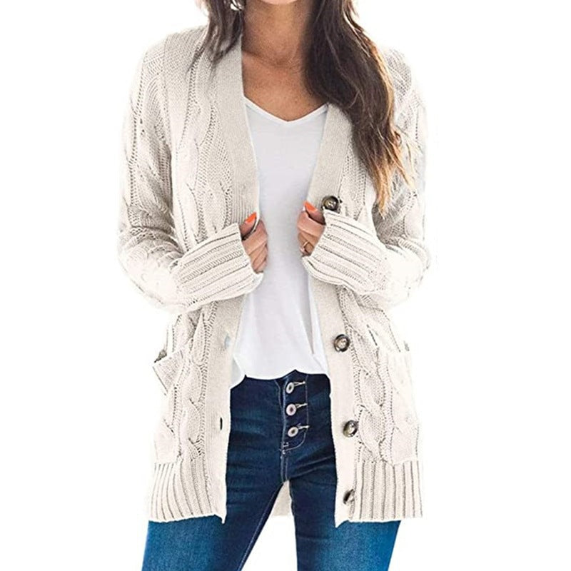 Dames Gros Tricot Cardigan avec design de tresses moderne et poches pratiques Chic und Stil