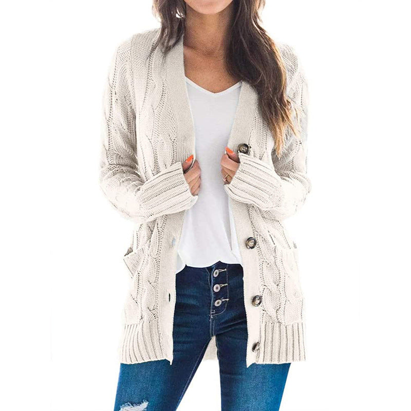 Dames grosse tricot cardigan avec motif en torsades et poches pratiques Chic und Stil