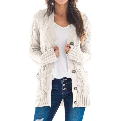 Dames grosse tricot cardigan avec motif en torsades et poches pratiques Chic und Stil