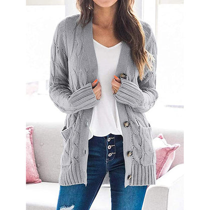 Cardigan en tricot ample pour femmes avec poches pratiques et détail de bouton Chic und Still
