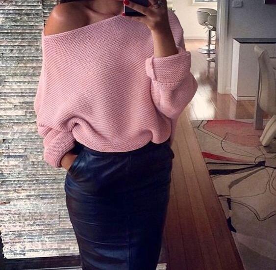Dames Off-Shoulder Tricot Pullover avec coupe décontractée et structure côtelée Chic und Stil
