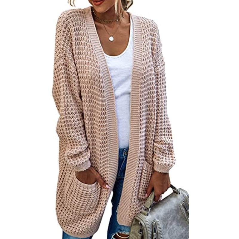 Dames gros tricot cardigan avec silhouette décontractée et poches ouvertes Chic und Stil
