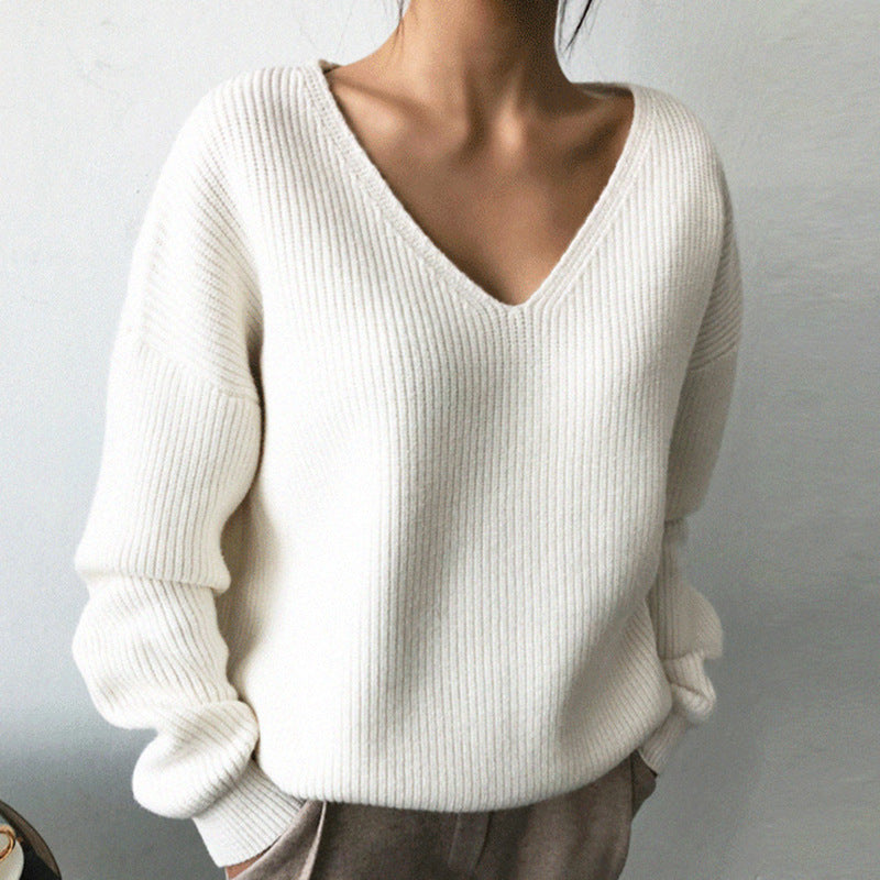Pull-over en tricot pour femmes avec décolleté en V profond et coupe aérienne Chic und Stil