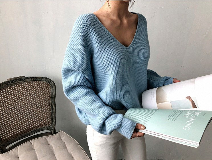 Pull-over en tricot pour femmes avec décolleté en V profond et coupe aérienne Chic und Stil