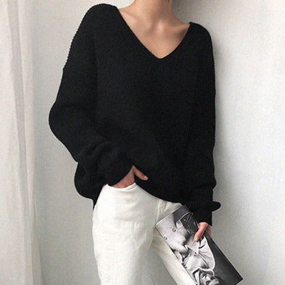 Pull-over en tricot pour femmes avec décolleté en V profond et coupe aérienne Chic und Stil