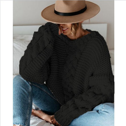 Pull en grosse maille pour femmes avec un élégant motif en torsades et une coupe ample Chic und Stil