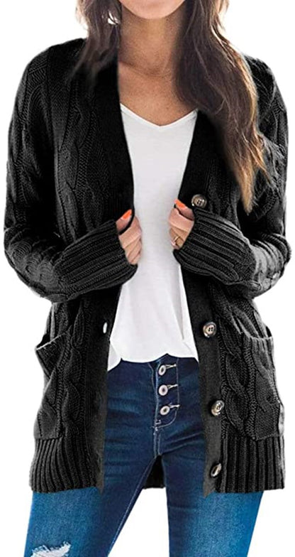 Cardigan en grosse maille pour dames avec un motif torsadé décoratif et des poches pratiques Chic und Stil