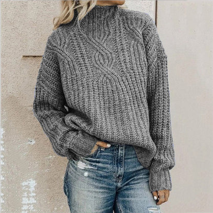 Pull en gros tricot pour femmes avec col haut et design texturé Chic und Stil