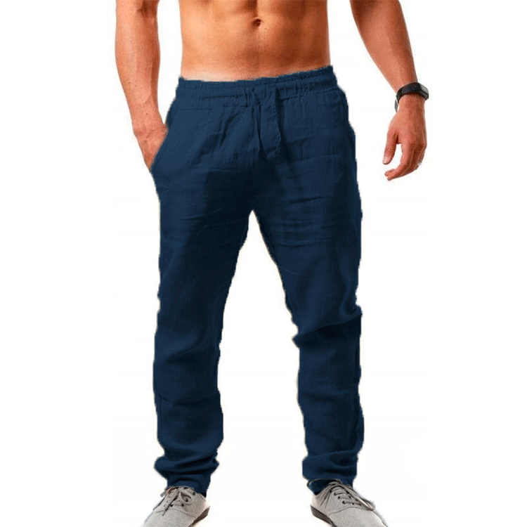 Casual linen pants for men with elastic waistband and side pockets Chic and Style