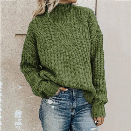 Pull en gros tricot pour femmes avec col haut et design texturé Chic und Stil