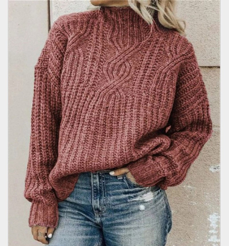 Pull en gros tricot pour femmes avec col haut et design texturé Chic und Stil