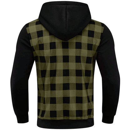 Veste à capuche à motifs carreaux mode pour hommes avec fermeture éclair fonctionnelle et manches contrastantes Chic und Stil