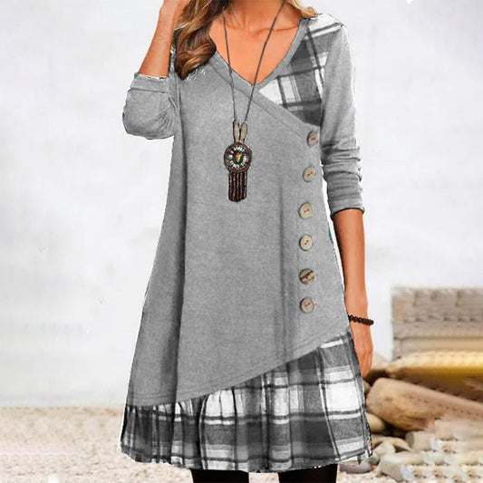 Chic und Stil | Long-Sleeved Checked Dress