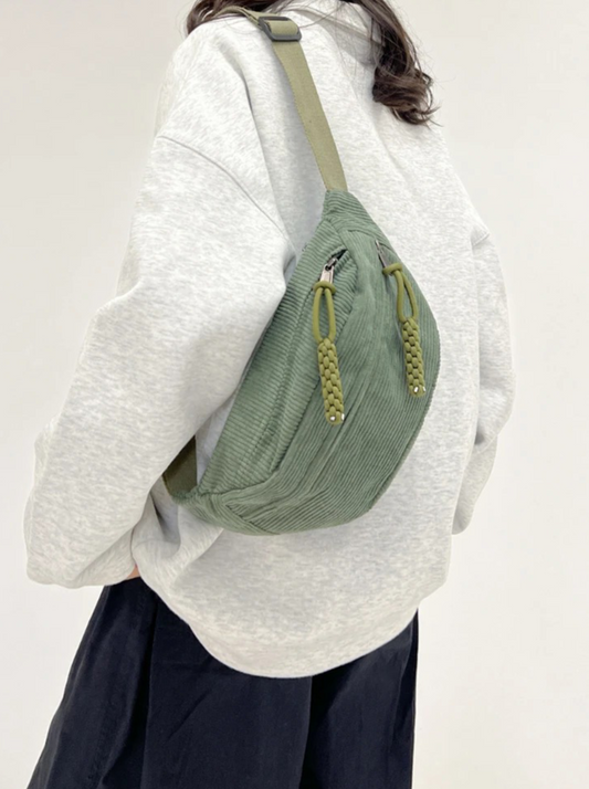 Chic und Stil | Corduroy Hip Bag Hip Pouch Green Shoulder Bag