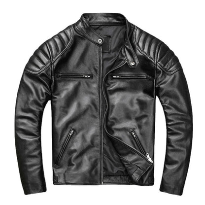 Veste de Motard Classique en Cuir de Vache - ChicUndStil