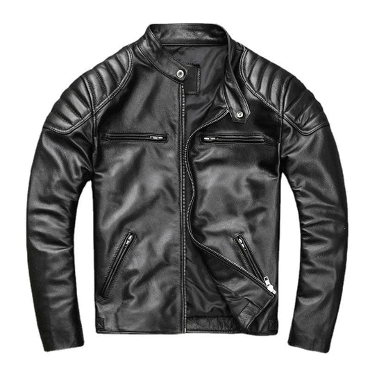 Veste de Motard Classique en Cuir de Vache - ChicUndStil
