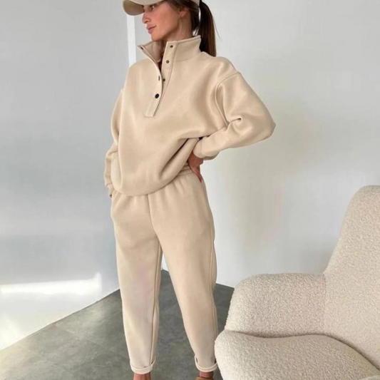 Chic und Stil | High collar and snap buttons separate pants women's tracksuit