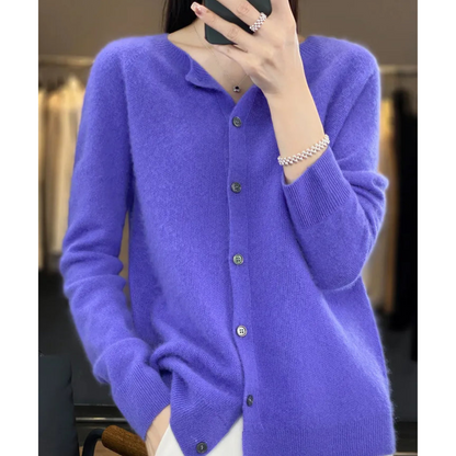 Chic und Stil Femmes Cardigan Col Ronde Pull