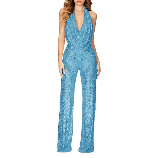 Ladies Elegant Glitter Jumpsuit Chic und Stil