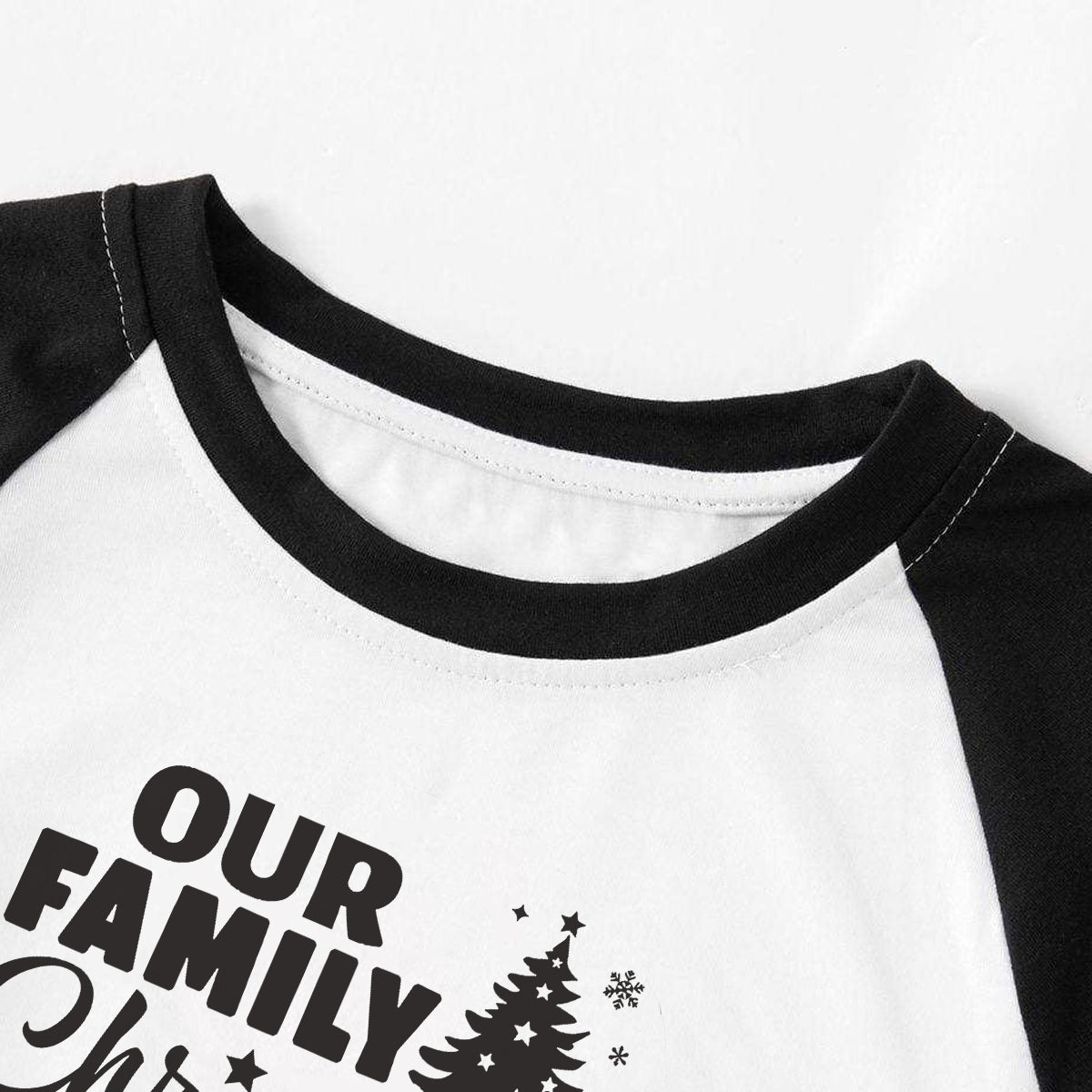 Chic und Stil | Christmas Tree & "Create memories together 2024" Black sleeve tops with contrast patterns and pajama sets with black and green plaid pants for family gatherings with dog bandana