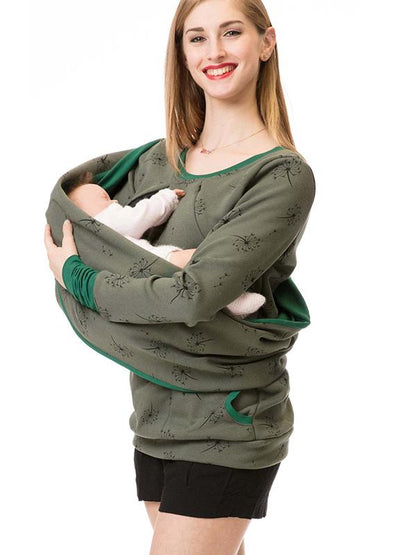 Chic und Stil | Maternity Sweater for Nursing with Floral Pattern and Pockets