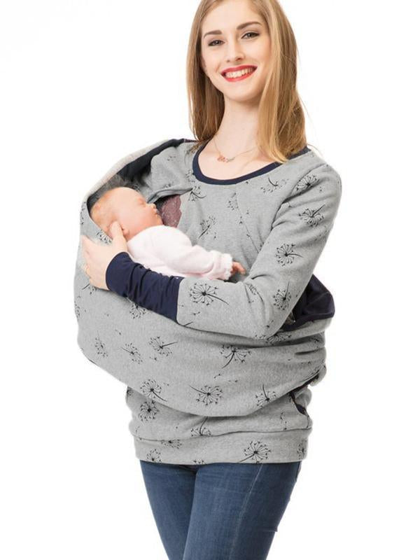 Chic und Stil | Maternity Sweater for Nursing with Floral Pattern and Pockets