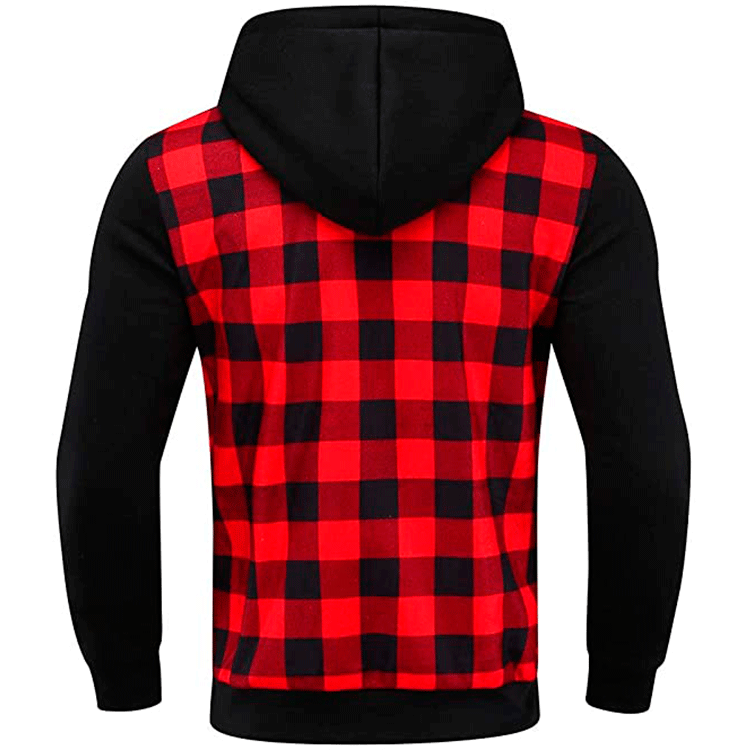 Veste à capuche à motifs carreaux mode pour hommes avec fermeture éclair fonctionnelle et manches contrastantes Chic und Stil