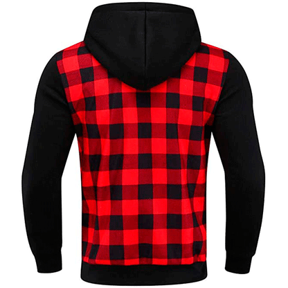 Veste à capuche à motifs carreaux mode pour hommes avec fermeture éclair fonctionnelle et manches contrastantes Chic und Stil