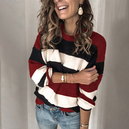Pull en tricot à rayures verticales et coupe décontractée pour femmes Chic und Stil