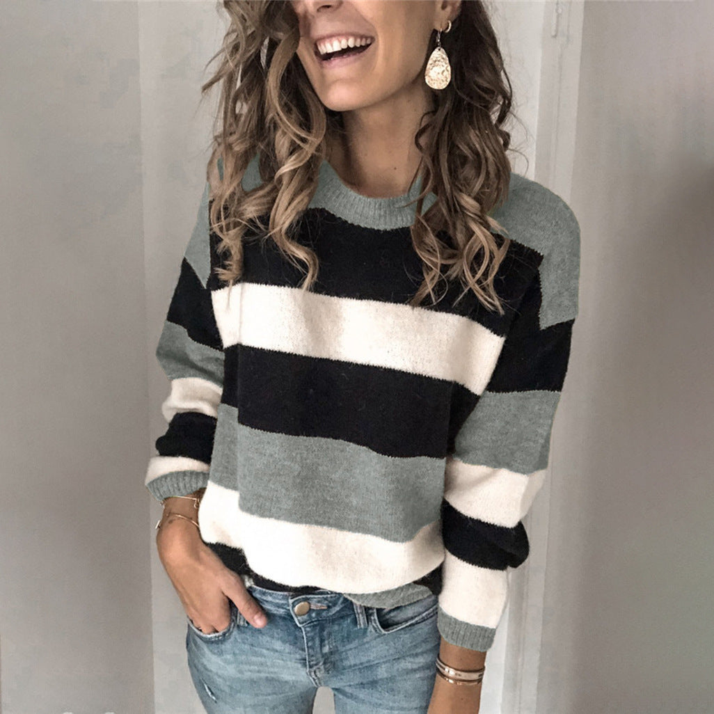Pull en tricot à rayures verticales et coupe décontractée pour femmes Chic und Stil