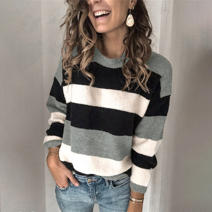 Pull en tricot à rayures verticales et coupe décontractée pour femmes Chic und Stil