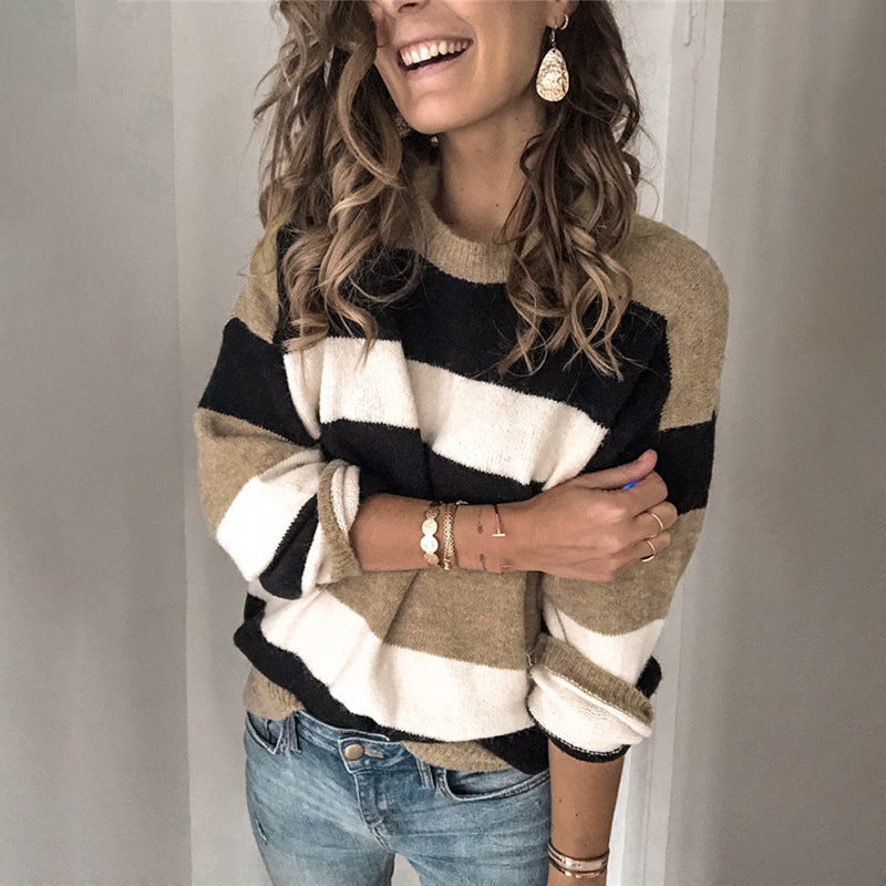 Pull en tricot à rayures verticales et coupe décontractée pour femmes Chic und Stil