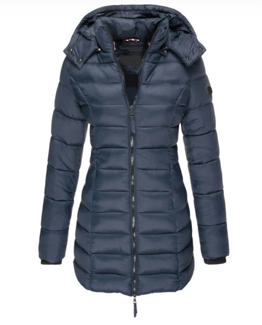 Chic und Stil Elisa - La meilleure et la plus douillette des vestes en duvet avec capuche et fermeture éclair