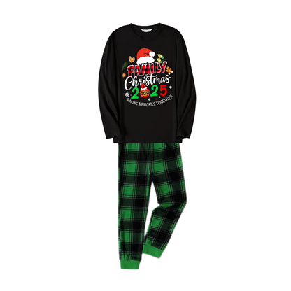 Chic und Stil | "Shared Memories Christmas 2025" Print Black and Green Checked Pants Family Matching Pajamas