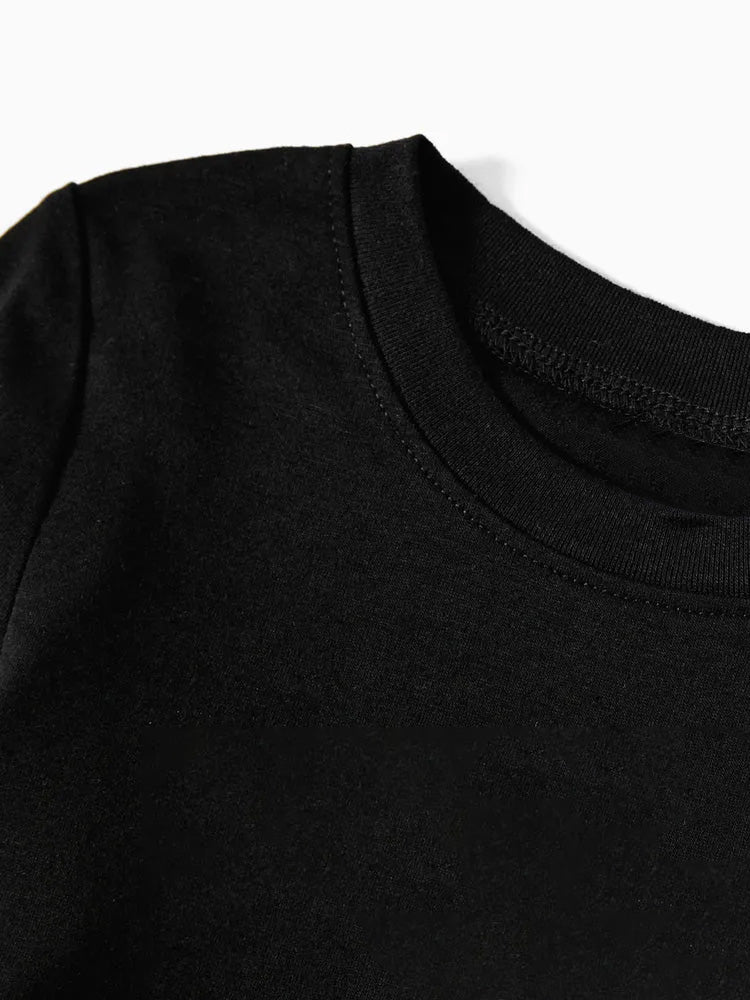 Chic und Stil | 2025 Christmas Crew Creating Memories Text Print Black Long Sleeve Shirt with Black and White Checkered Pants Family Matching Pajamas