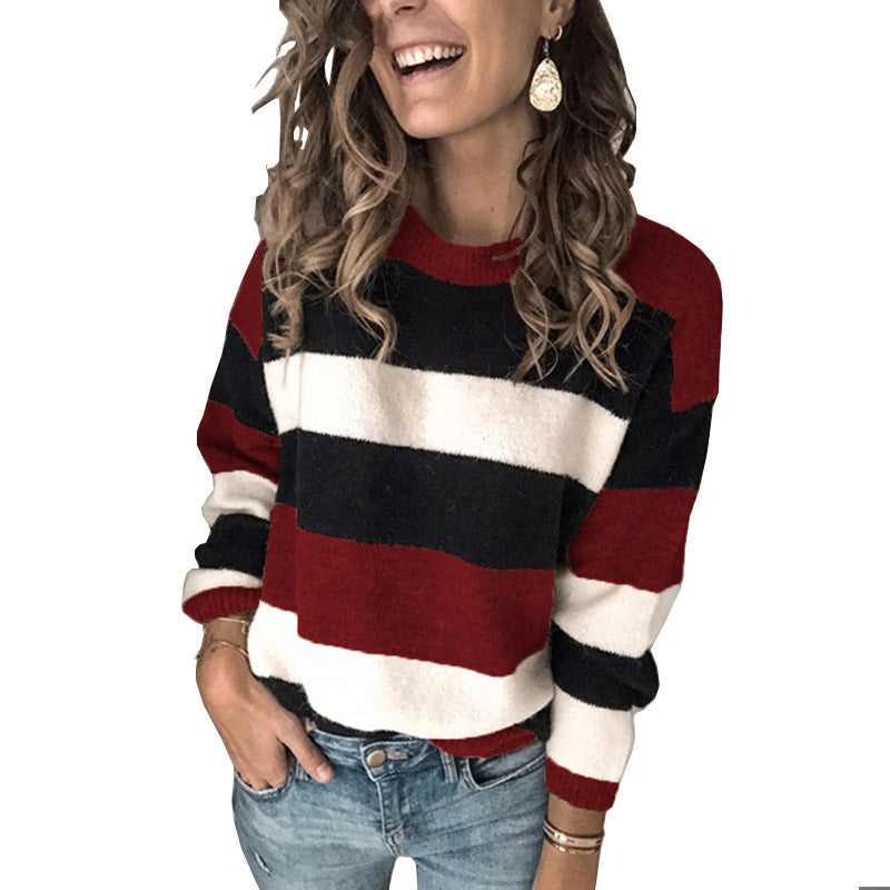 Pull en tricot à rayures verticales et coupe décontractée pour femmes Chic und Stil